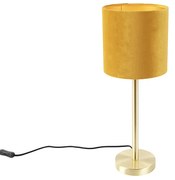 Tafellamp messing met gele kap 20 cm - Simplo Modern, Art Deco, Landelijk, Klassiek / Antiek E27 cilinder / rond rond Binnenverlichting Lamp