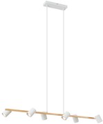 Moderne hanglamp hout print met wit 6-lichts - Jeana Straight