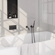 Brauer Stripe inbouw badkraan met drukknoppen en staafhanddouche zwart mat