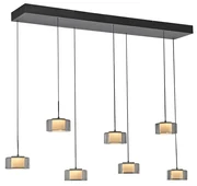 Eettafel / Eetkamer Hanglamp met dimmer zwart met smoke glas incl. LED 7-lichts easylift - Rika Design rond Binnenverlichting Lamp