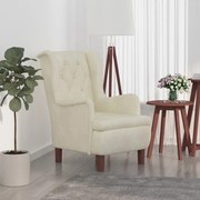 vidaXL Fauteuil met massief rubberwood poten fluweel crèmekleurig