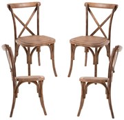 Set Van 4 Altea Polypropyleen Stoelen Met Rattan Houteffect