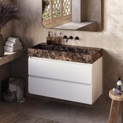 Fontana Dark Emperador badkamermeubel mat wit 100cm zonder kraangat