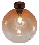 Art Deco plafondlamp donkerbrons met bruin glas - Sandra