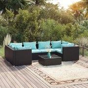 vidaXL 7-delige Loungeset met kussens poly rattan zwart