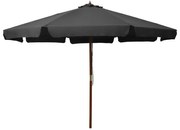 vidaXL Parasol met houten paal 330 cm antraciet