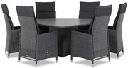 Tuinset 6 personen 170 cm Wicker Zwart Garden Collections Madera/Graniet