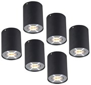 Set van 6 plafondSpot / Opbouwspot / Plafondspots Rondoo Up zwart Binnenverlichting Lamp