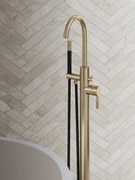 Saniclear Brass Stripes Pro vrijstaande badkraan geborsteld messing - mat goud