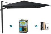 Platinum Challenger zweefparasol T2 - 3x3 m. - Jet Black - met ingraafvoet en hoes