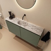 Mondiaz Ture DLux toiletmeubel 100cm army met wastafel glace midden zonder kraangat