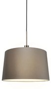 Stoffen Eettafel / Eetkamer Moderne hanglamp staal en zwart met kap 45 cm taupe - Combi Landelijk / Rustiek, Modern E27 rond Binnenverlichting Lamp