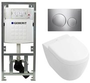 Villeroy Boch Subway 2.0 compact DirectFlush Toiletset - Geberit reservoir - bedieningsplaat Sigma20 glans mat glans - softclose - quickrelease - wit 0701131/1024232/1025456/sw53742/