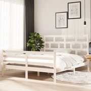 vidaXL Bedframe massief grenenhout wit 160x200 cm