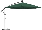 vidaXL Zweefparasol met LED-verlichting en metalen paal 350 cm groen