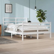 vidaXL Bedframe massief grenenhout wit 160x200 cm