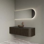 Gliss Design Alluro badmeubel ribbelfront met ronding rechts 140cm charcoal en zwart leisteen toppaneel