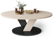 LOVA Beige/Zwart - OVALE SALONTAFEL 110x60 cm MODERNE KOFFIETAFEL
