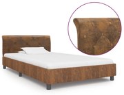 vidaXL Bedframe kunstsuède bruin 100x200 cm