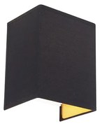 Moderne wandlamp zwart en goud met stoffen kap - Vete