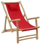 vidaXL Terrasstoel bamboe en canvas rood