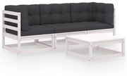 vidaXL 4-delige Loungeset met kussens massief grenenhout