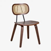 Set Van 2 Eetkamerstoelen Van Hout En Riet Kaylia Donker Hout & Donker Hout - Sklum