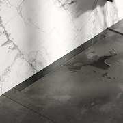 Brauer Douchegoot - 100x7.5cm - muurflens - tegelinlegrooster omkeerbaar - RVS - geborsteld gunmetal DR-MRFW100GM