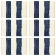 vidaXL Placemats 6 st chindi gestreept 30x45 cm blauw en wit