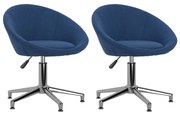 vidaXL Eetkamerstoelen draaibaar 2 st stof blauw