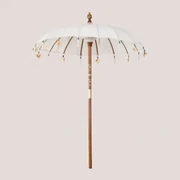Parasol Van Stof En Hout (ø186 Cm) Manavai Gardenia Wit - Sklum