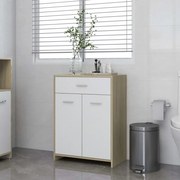 vidaXL Badkamerkast 60x33x80 cm spaanplaat wit en sonoma eikenkleurig