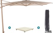 4-Seasons zweefparasol Siesta Premium 300 x 300 - Latte met Murcia voet en hoes
