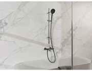 Fortifura Calvi Badkraan - met glijstangset - ronde handdouche - metalen doucheslang - geborsteld gunmetal PVD SW767491/SW799451/SW706207/SW720225