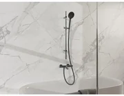 Fortifura Calvi Badkraan - met glijstangset - ronde handdouche - metalen doucheslang - geborsteld gunmetal PVD SW767491/SW799451/SW706207/SW720225