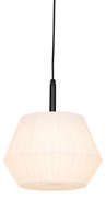 Moderne buiten hanglamp zwart met witte kap 32.9 cm IP44 - Robbert Modern E27 IP44 Buitenverlichting rond