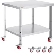 VEVOR Werktafel 91 x 76 x 82 cm RVS Catering Werktafel ca. 160 kg voor draagvermogen Voedselbereidingstafel Commerciële Werktafel voor Keuken Bar Restaurantar 4 verstelbare poten