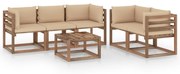 vidaXL 6-delige Loungeset met beige kussens