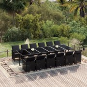 vidaXL 13-delige Tuinset met kussens poly rattan zwart