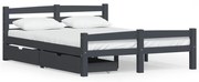 vidaXL Bedframe met 2 lades massief grenenhout donkergrijs 140x200 cm