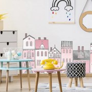 INSPIO Muurstickers - Roze huizen