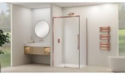 Van Rijn Products ST09 Schuifdeur tbv hoekcabine - 140x200cm - helder glas - soft-close - Koper Geborsteld ST09350140HESC