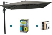 Nesling Coolfit zweefparasol 3x3 - antraciet - ingraafvoet en hoes