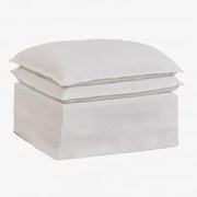 Grace Linnen En Katoenen Poef Stof Gebroken Wit - Sklum