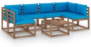 vidaXL 7-delige Loungeset pallet met kussens geïmpregneerd grenenhout