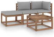 vidaXL 4-delige Loungeset pallet met kussens geïmpregneerd grenenhout