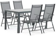 Tuinset 4 personen 150 cm Aluminium/textileen Grijs Domani Furniture Manu/Venustas