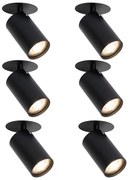 Set van 6 moderne inbouwspots zwart GU10 50mm - Chels