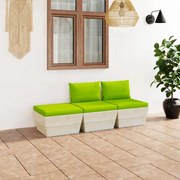 vidaXL 3-delige Loungeset met kussens pallet vurenhout