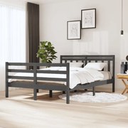 vidaXL Bedframe massief hout grijs 135x190 cm 4FT6 Double